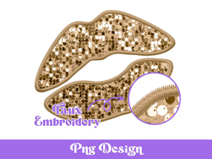 Sequin Lips PNG: Faux Embroidery Clipart (Digital File)