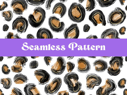 Hand Drawn Cheetah Seamless Pattern, Animal Print, Instant Download, Digital Repeatable Pattern, Leopard