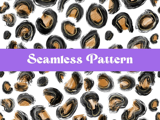 Hand Drawn Cheetah Seamless Pattern, Animal Print, Instant Download, Digital Repeatable Pattern, Leopard