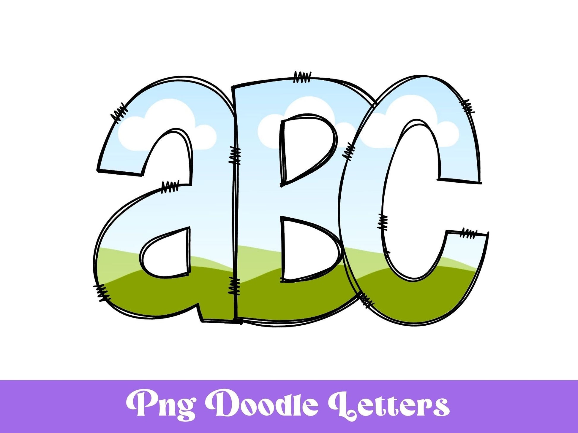 Doodle Alphabet PNG: Frame Letters, Hand Drawn Font (Digital File)