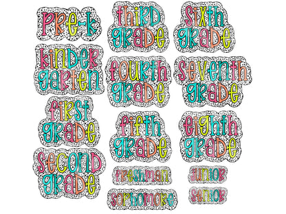 Dalmatian Dots School PNG Bundle: Colorful Sublimation Designs (Digital File)
