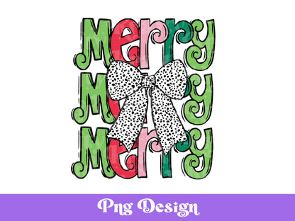 Merry Dalmatian Dots Bow PNG: Christmas Sublimation Design
