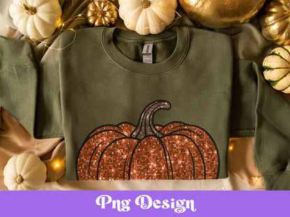 Faux Chunky Glitter Pumpkin Png, Autumn, Fall Shirt Sublimation Design, Hand Drawn, Thanksgiving Pumpkin