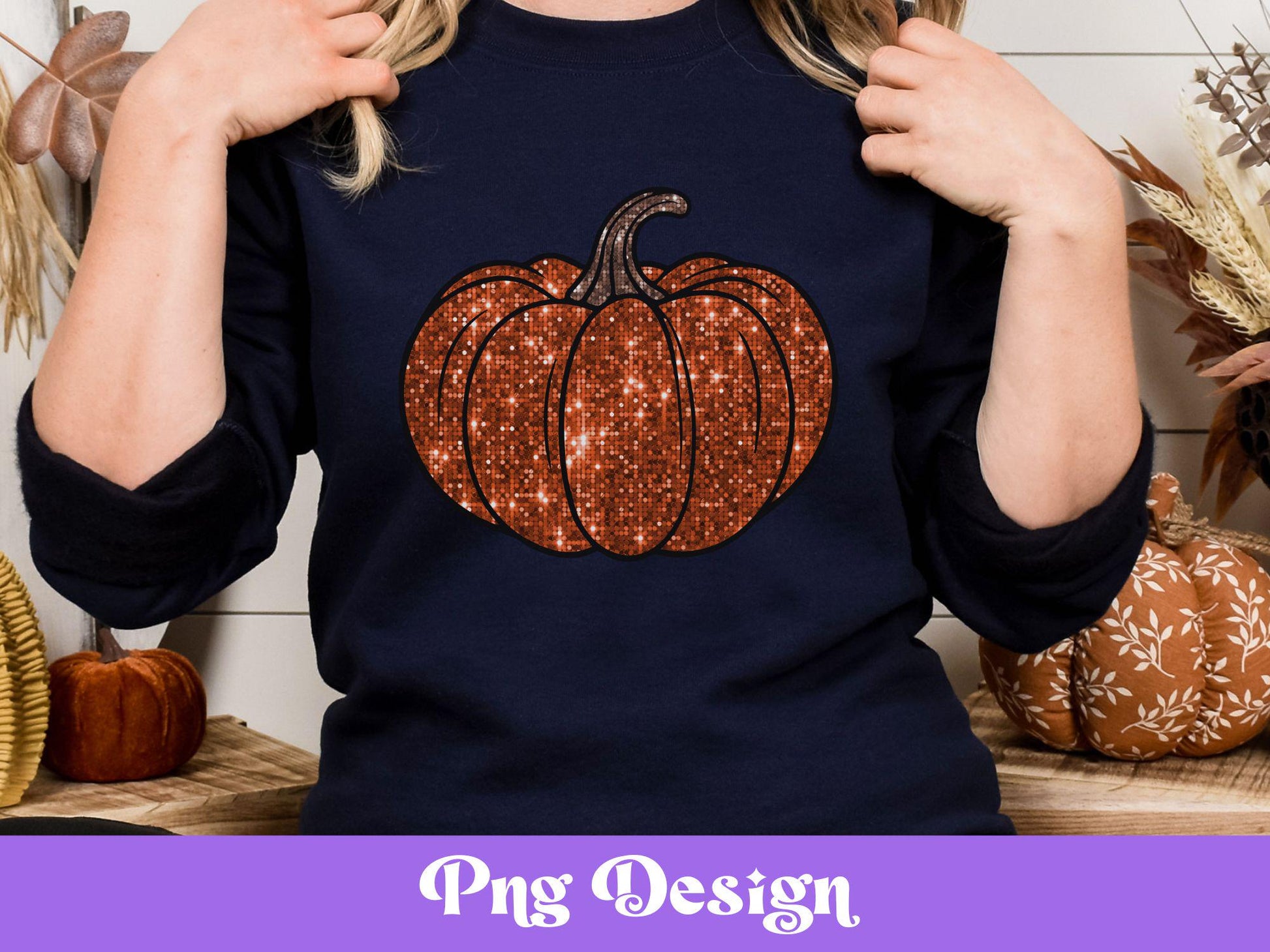 Faux Chunky Glitter Pumpkin Png, Autumn, Fall Shirt Sublimation Design, Hand Drawn, Thanksgiving Pumpkin