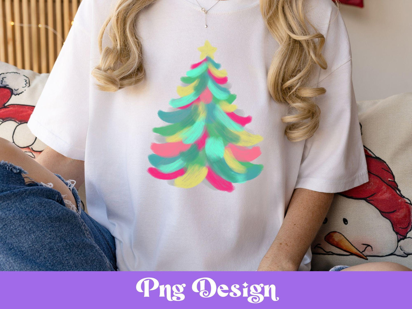 Colorful Christmas Tree PNG: Hand Drawn Holiday Clipart (Digital File)