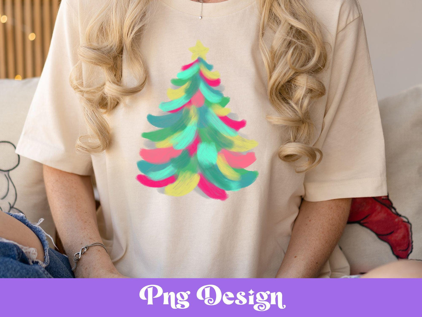 Colorful Christmas Tree PNG: Hand Drawn Holiday Clipart (Digital File)