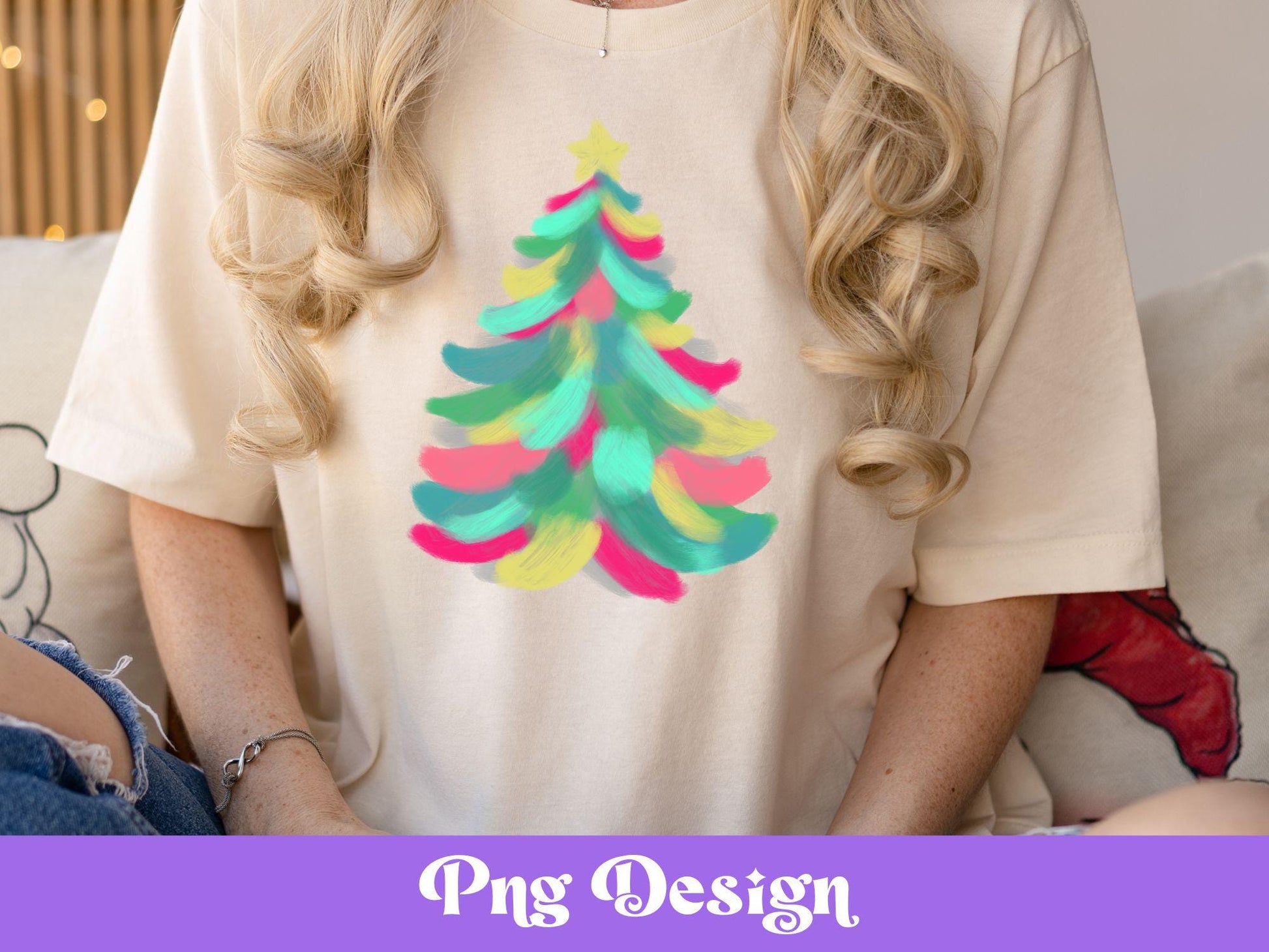 Colorful Christmas Tree PNG: Hand Drawn Holiday Clipart (Digital File)