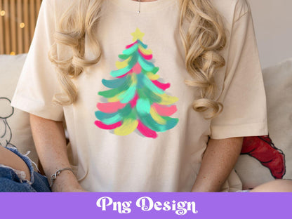 Colorful Christmas Tree PNG: Hand Drawn Holiday Clipart (Digital File)