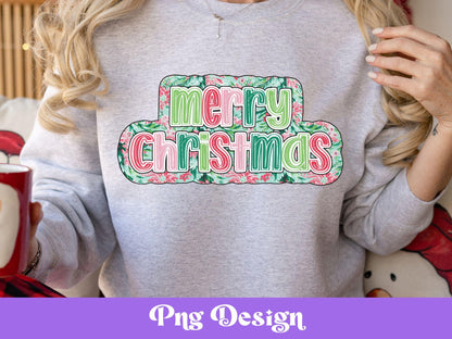 Preppy Merry Christmas Png, Sublimation Designs, Colorful DTF, Holiday, Winter, Shirt Design, Colorful Scribble