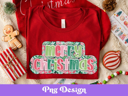 Preppy Merry Christmas Png, Sublimation Designs, Colorful DTF, Holiday, Winter, Shirt Design, Colorful Scribble