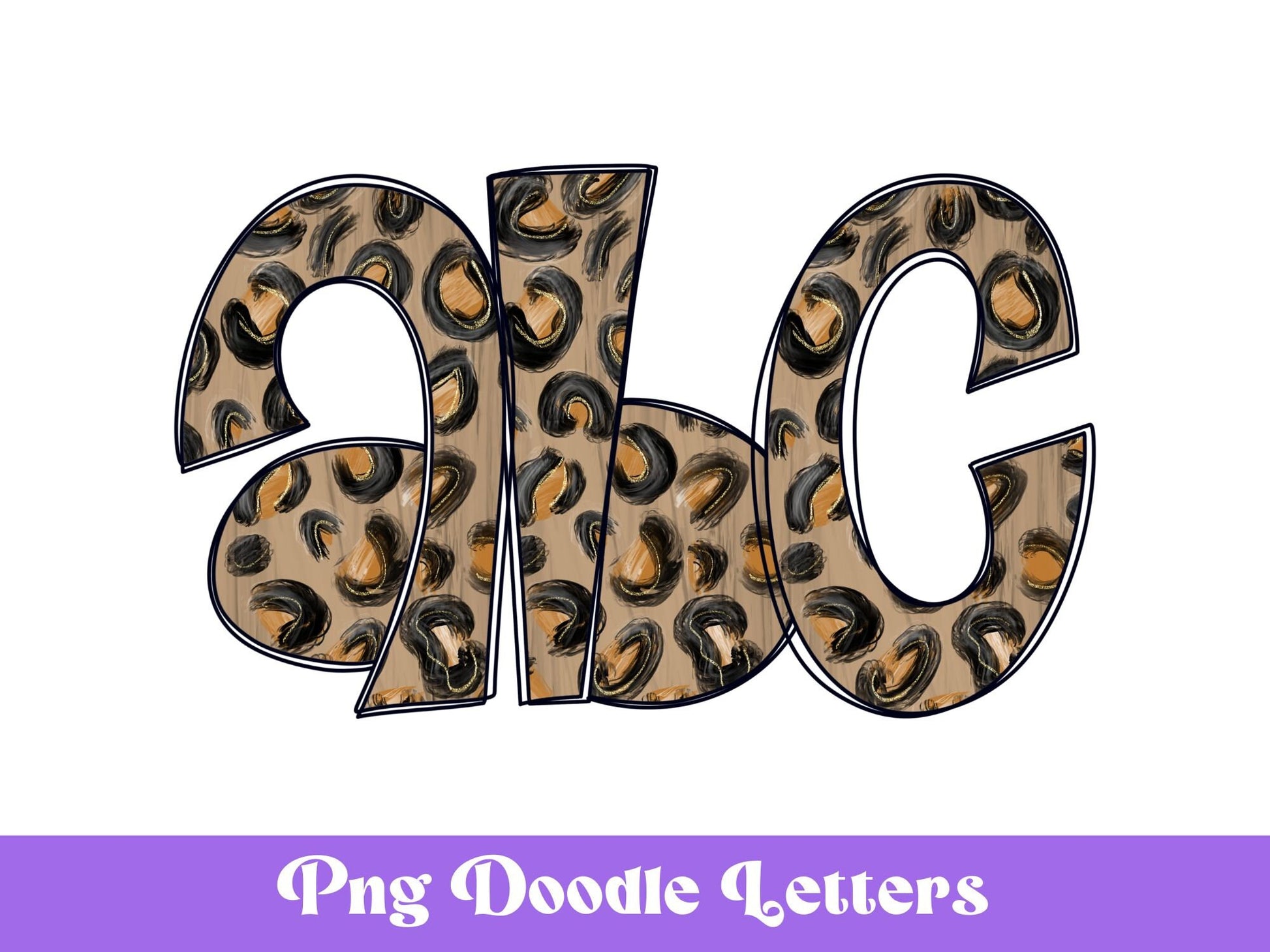Cheetah Print Doodle Alphabet Letters: PNG Clipart (Commercial Use)