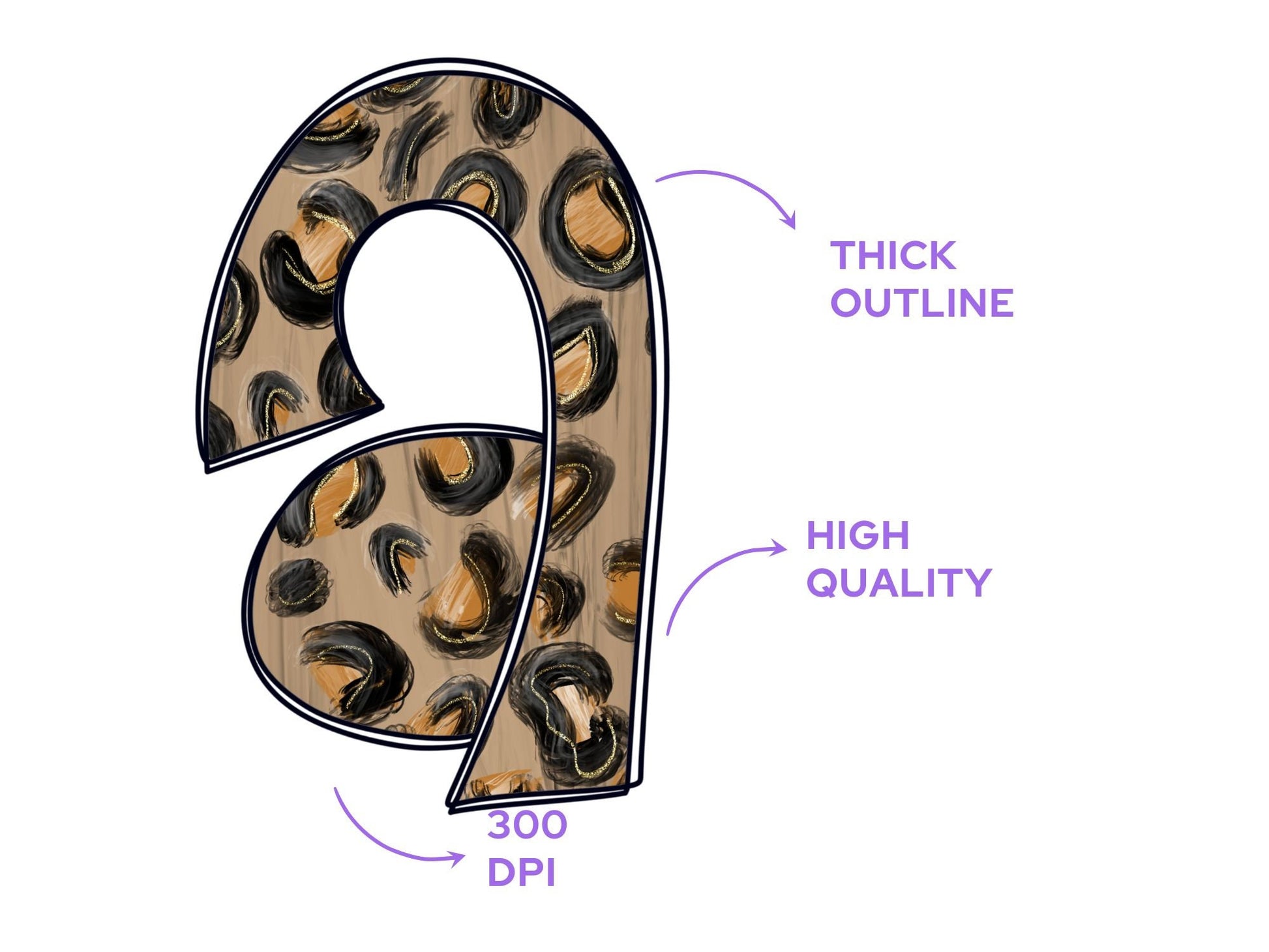 Cheetah Print Doodle Alphabet Letters: PNG Clipart (Commercial Use)