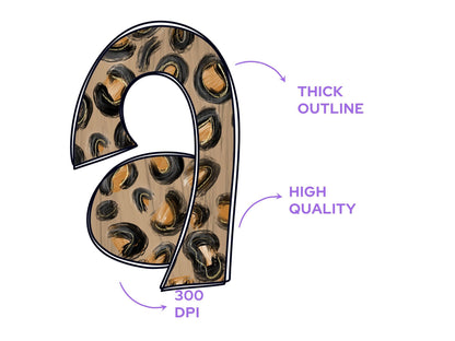 Cheetah Print Doodle Alphabet Letters: PNG Clipart (Commercial Use)