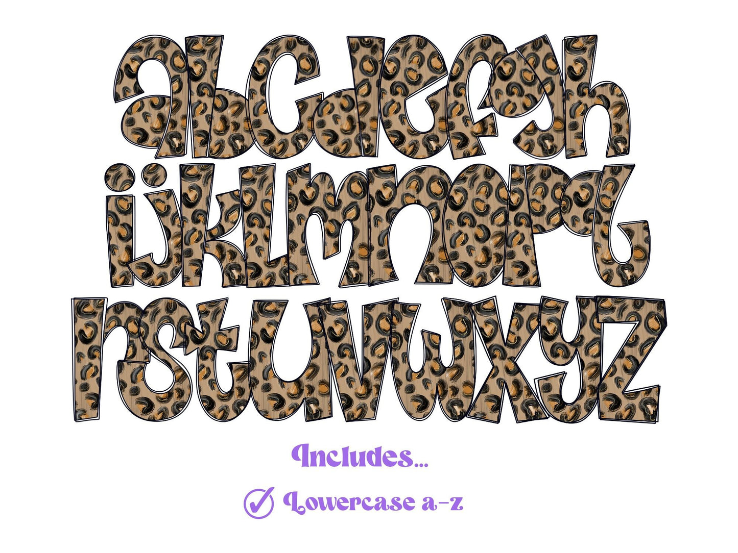 Cheetah Print Doodle Alphabet Letters: PNG Clipart (Commercial Use)