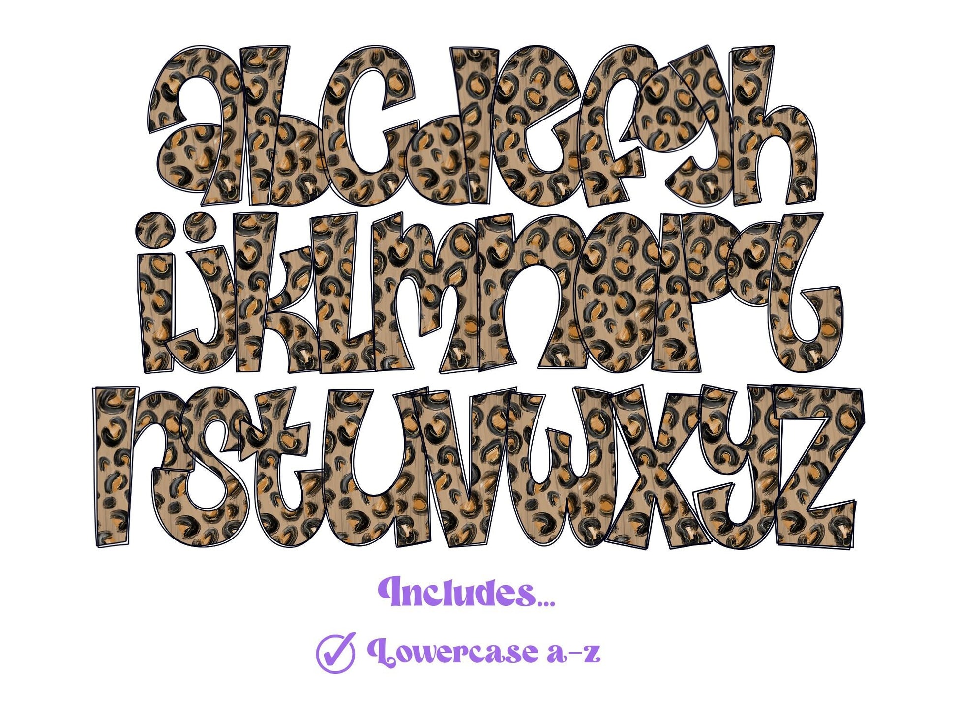 Cheetah Print Doodle Alphabet Letters: PNG Clipart (Commercial Use)