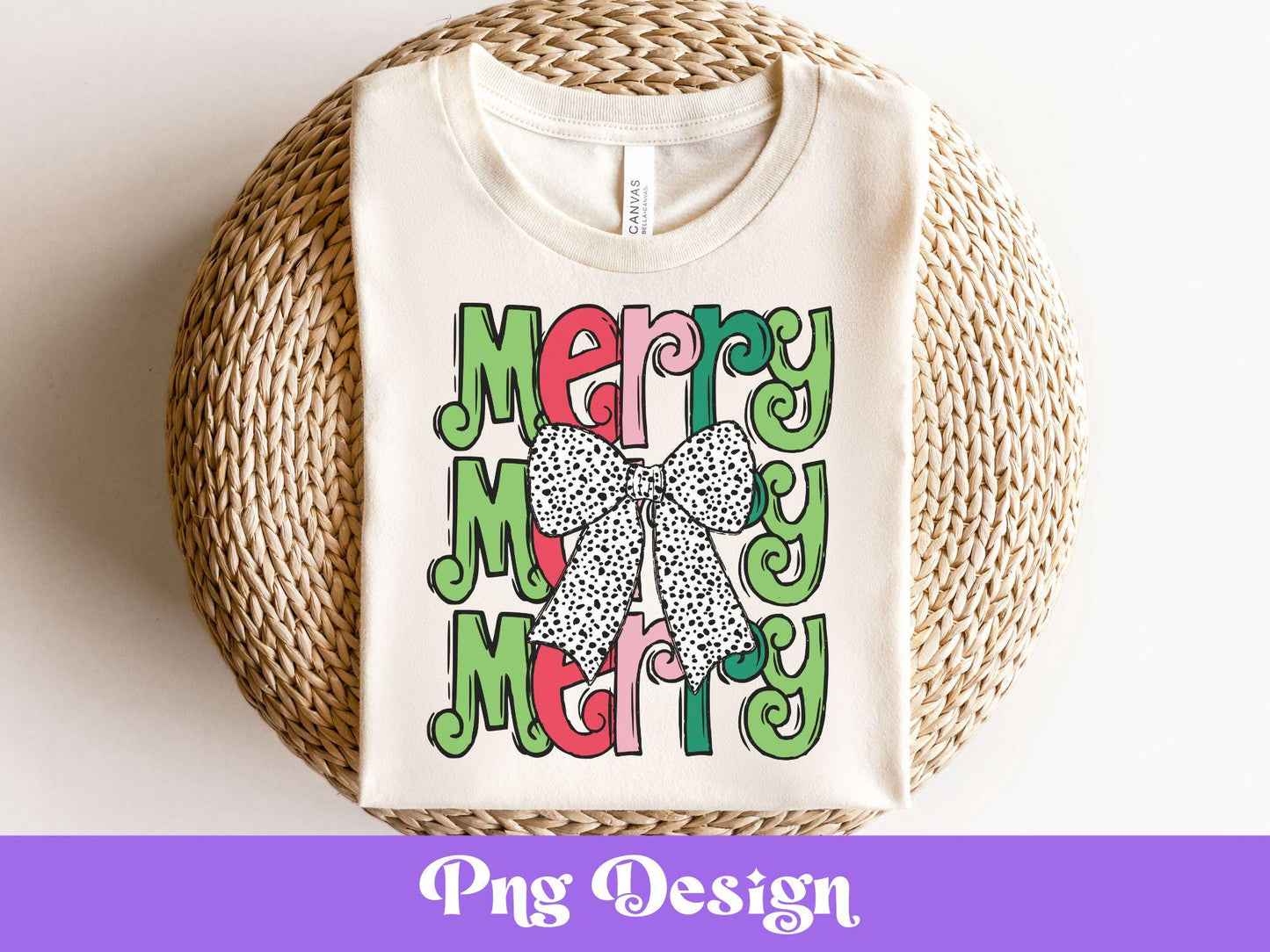 Merry Dalmatian Dots Bow PNG: Christmas Sublimation Design