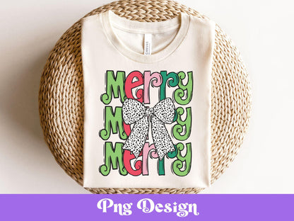 Merry Dalmatian Dots Bow PNG: Christmas Sublimation Design
