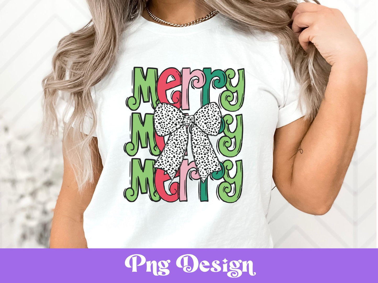 Merry Dalmatian Dots Bow PNG: Christmas Sublimation Design