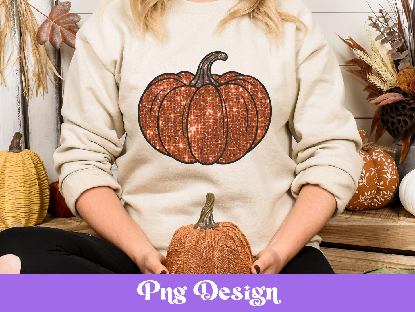 Faux Chunky Glitter Pumpkin Png, Autumn, Fall Shirt Sublimation Design, Hand Drawn, Thanksgiving Pumpkin