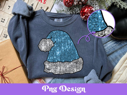 Glitter Santa Hat PNG: Christmas Sublimation Design (Digital File)