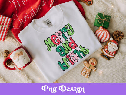 Merry and Bright PNG: Christmas Doodle Letters (Digital File)