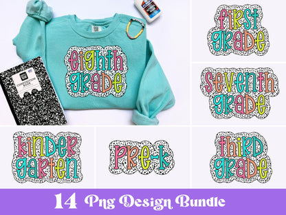 Dalmatian Dots School PNG Bundle: Colorful Sublimation Designs (Digital File)