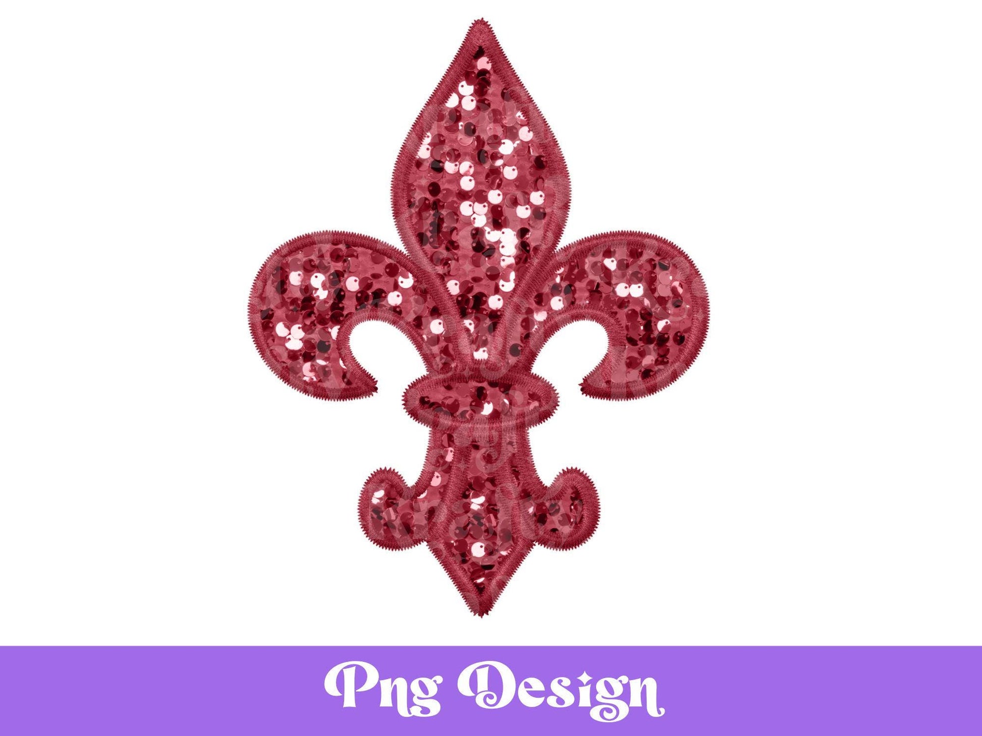 Mardi Gras Fleur de Lis PNG: Faux Sequin Clipart (Digital File)