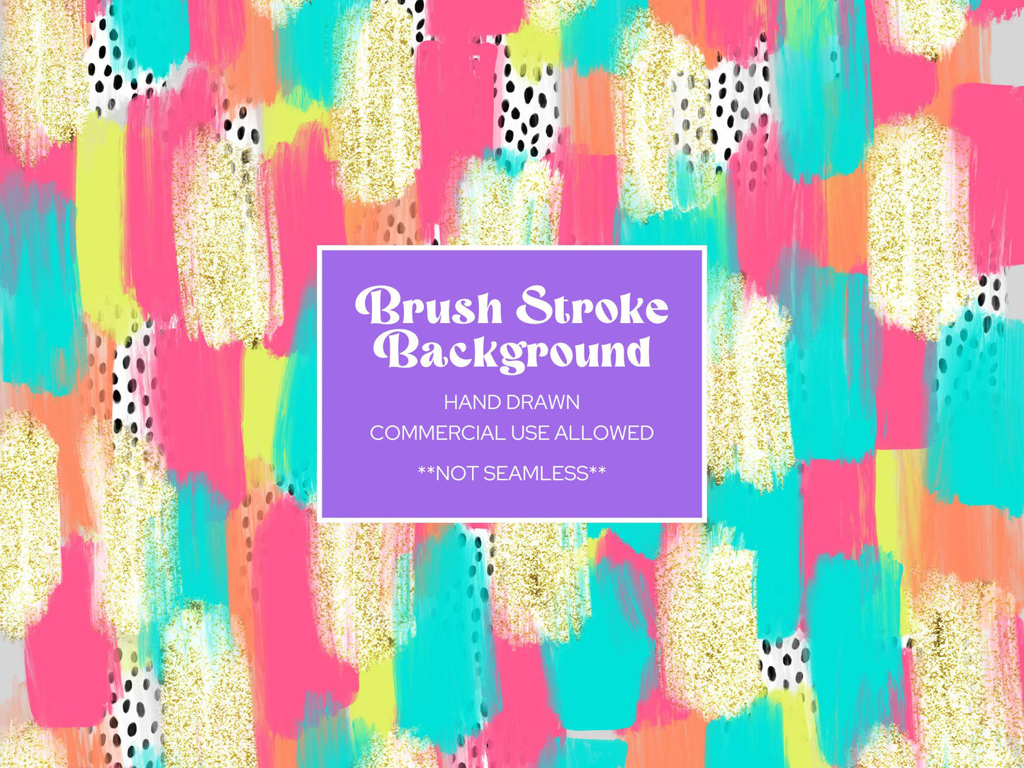 Colorful Brush Stroke Background: Gold Glitter Digital Paper (JPEG)
