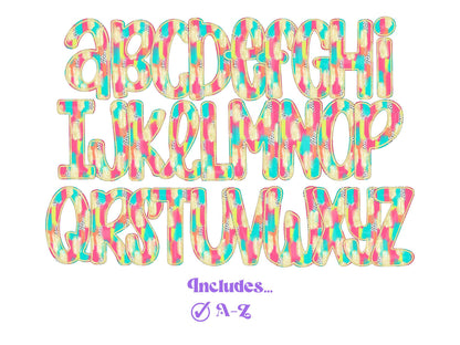 Glitter Brush Strokes Alphabet Clipart: Doodle Letter Set (Digital File)