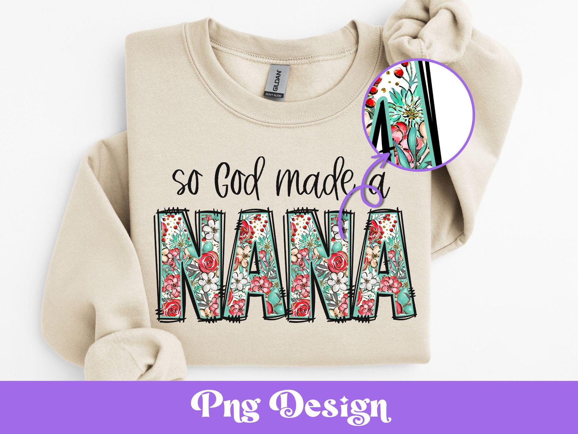 Floral Nana PNG: Christian Mother's Day Sublimation Design (Digital File)