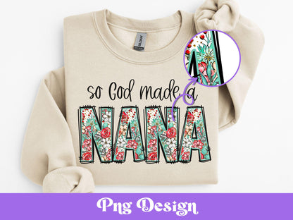Floral Nana PNG: Christian Mother's Day Sublimation Design (Digital File)