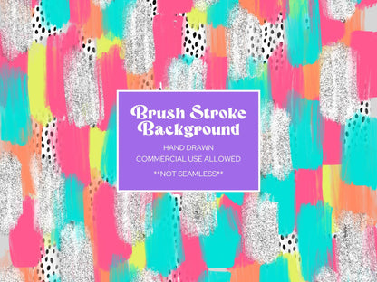 Brush Stroke Background: Colorful Silver Glitter Digital Paper (JPEG Download)