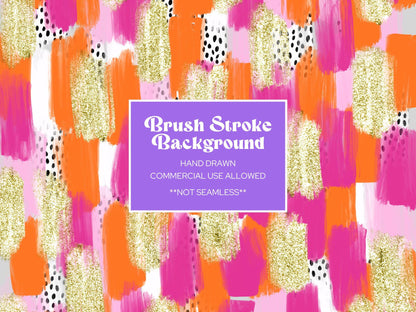 Gold Glitter Brush Stroke Background: Colorful Digital Paper (Instant Download)