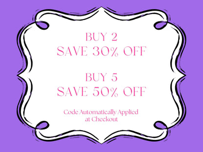 a purple and white frame with the words buy 2 save 30 % off