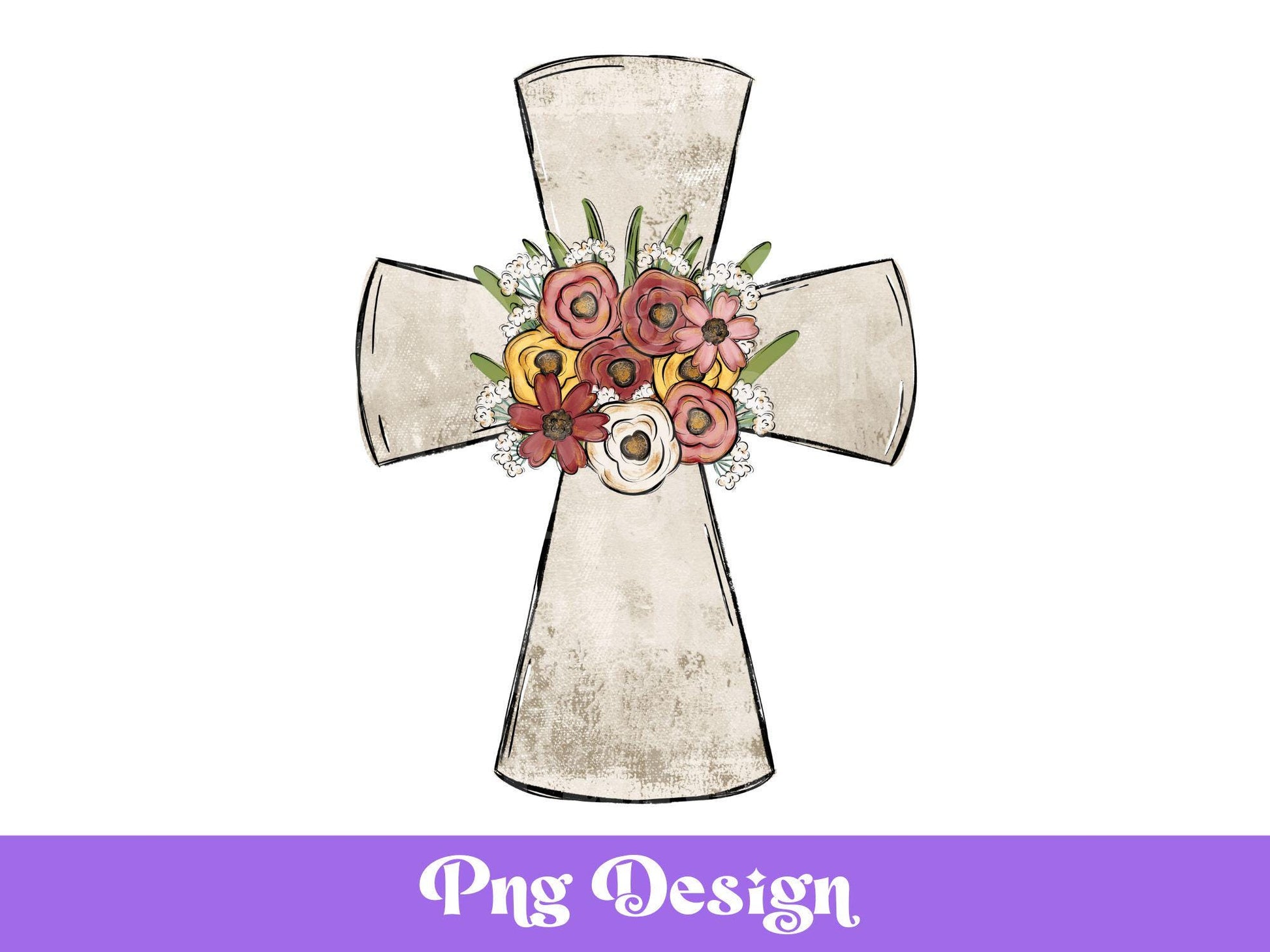 Floral Cross PNG: Christian Valentine Sublimation Design (Digital File)