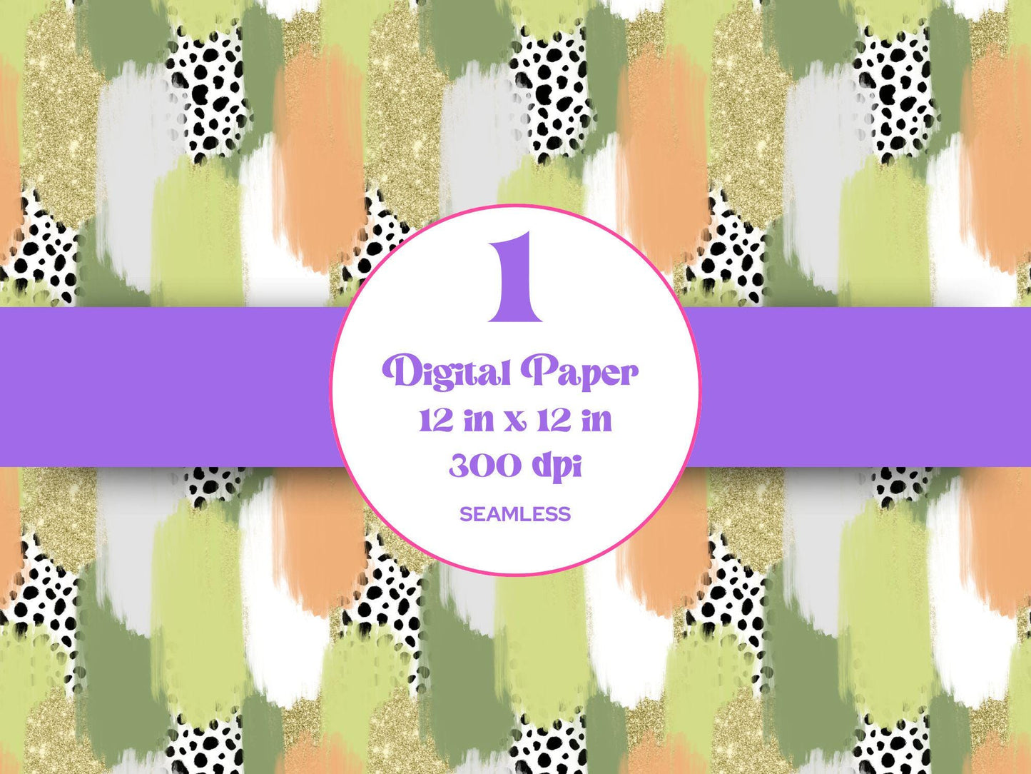 Hand Drawn Paint Brush Stroke Seamless Pattern, Digital Repeatable Pattern, St. Patty's Day