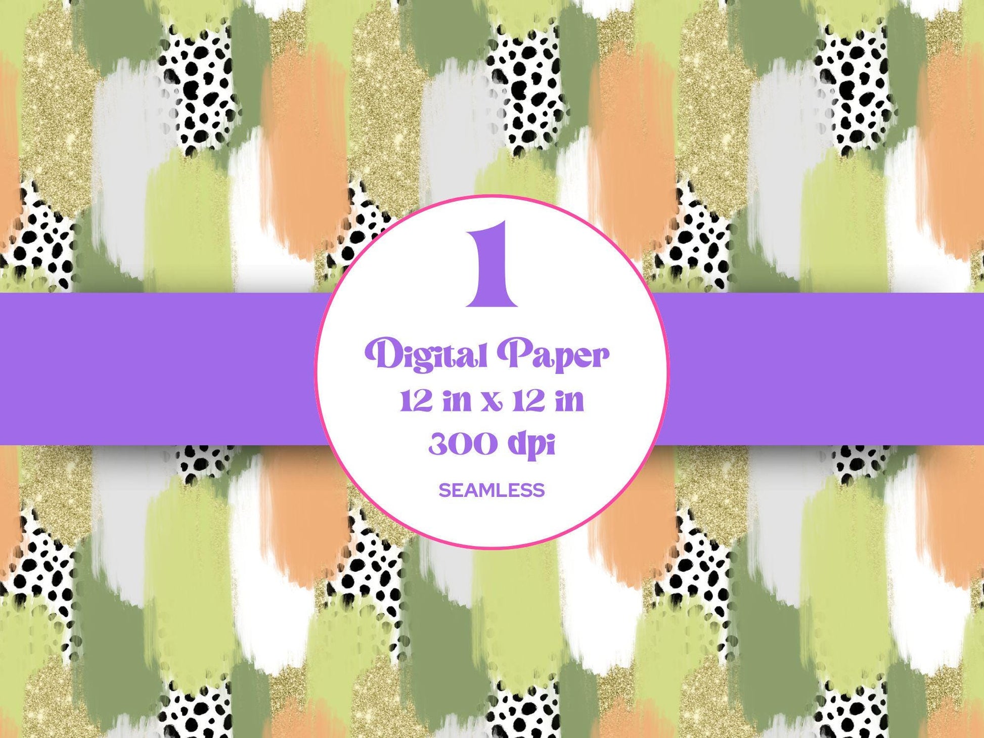 Hand Drawn Paint Brush Stroke Seamless Pattern, Digital Repeatable Pattern, St. Patty's Day