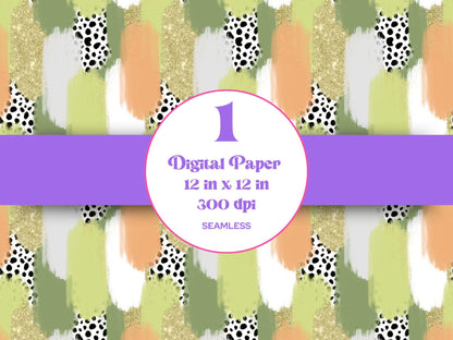 Hand Drawn Paint Brush Stroke Seamless Pattern, Digital Repeatable Pattern, St. Patty's Day
