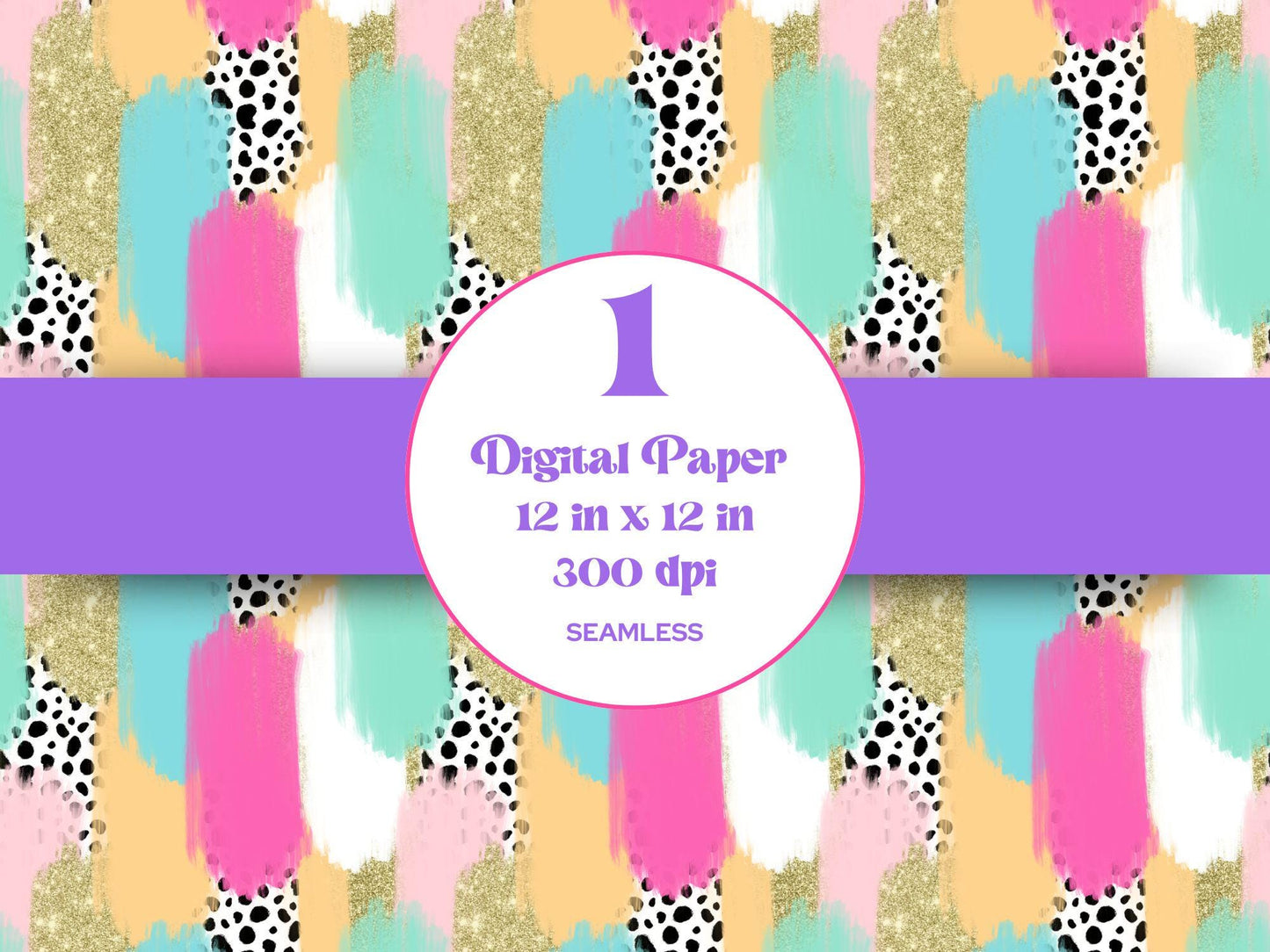 Hand Drawn Paint Brush Stroke Seamless Pattern, Digital Repeatable Pattern, Easter