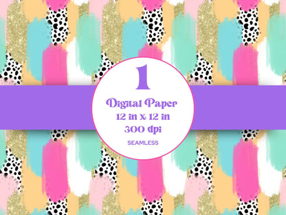 Hand Drawn Paint Brush Stroke Seamless Pattern, Digital Repeatable Pattern, Easter