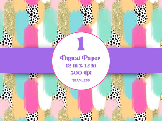 Hand Drawn Paint Brush Stroke Seamless Pattern, Digital Repeatable Pattern, Easter