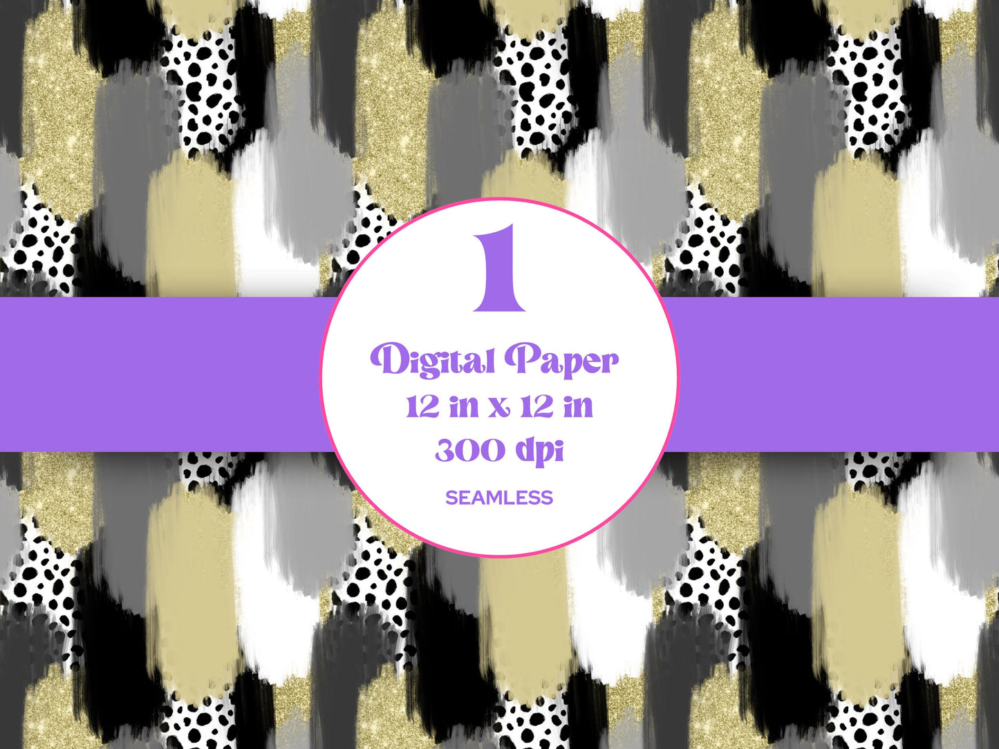 Hand Drawn Paint Brush Stroke Seamless Pattern, Digital Repeatable Pattern, Glitter, School Spirit
