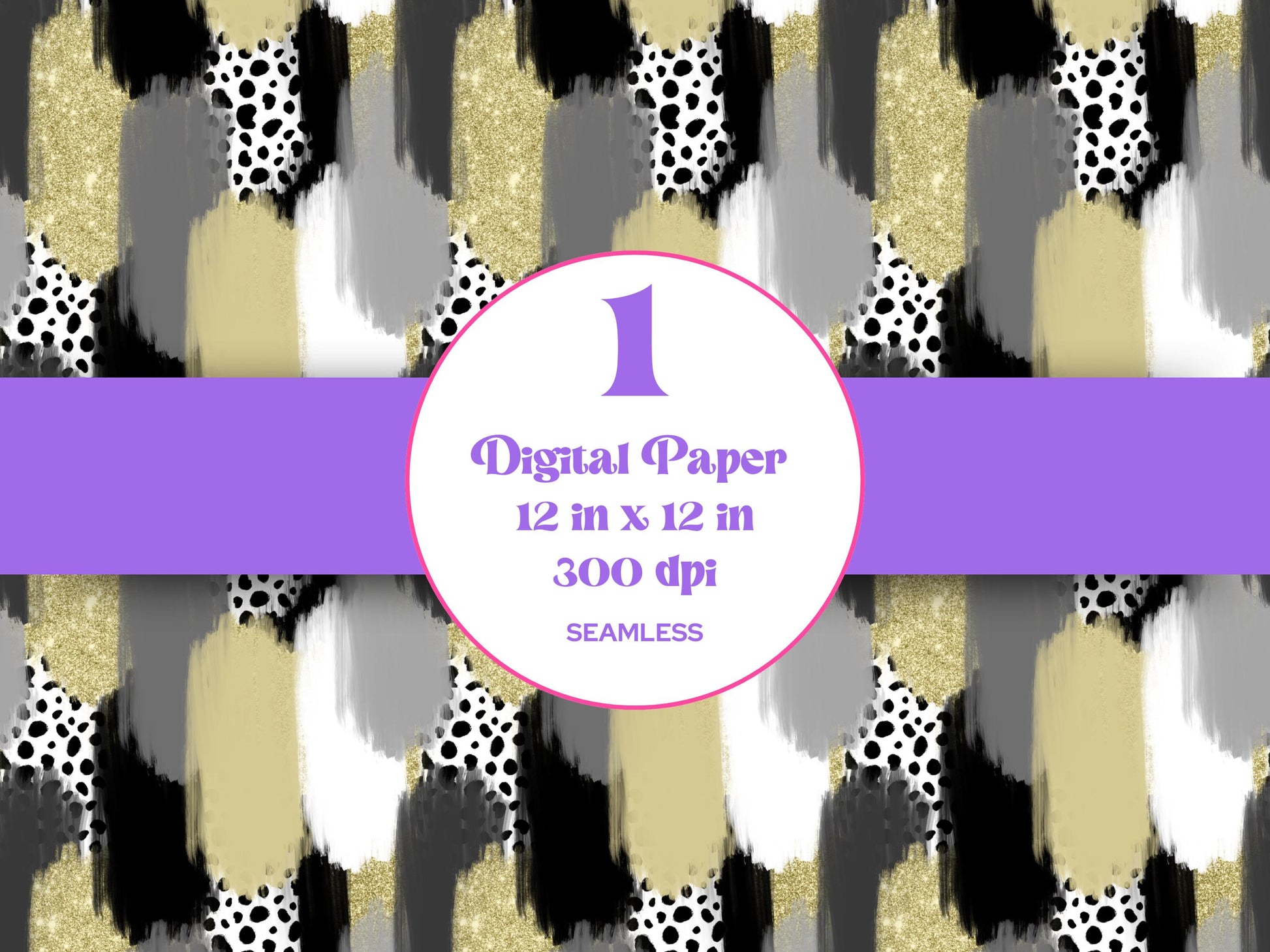 Hand Drawn Paint Brush Stroke Seamless Pattern, Digital Repeatable Pattern, Glitter, School Spirit