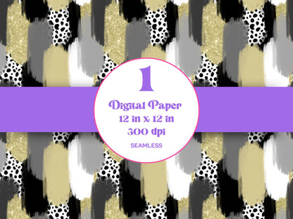 Hand Drawn Paint Brush Stroke Seamless Pattern, Digital Repeatable Pattern, Glitter, School Spirit