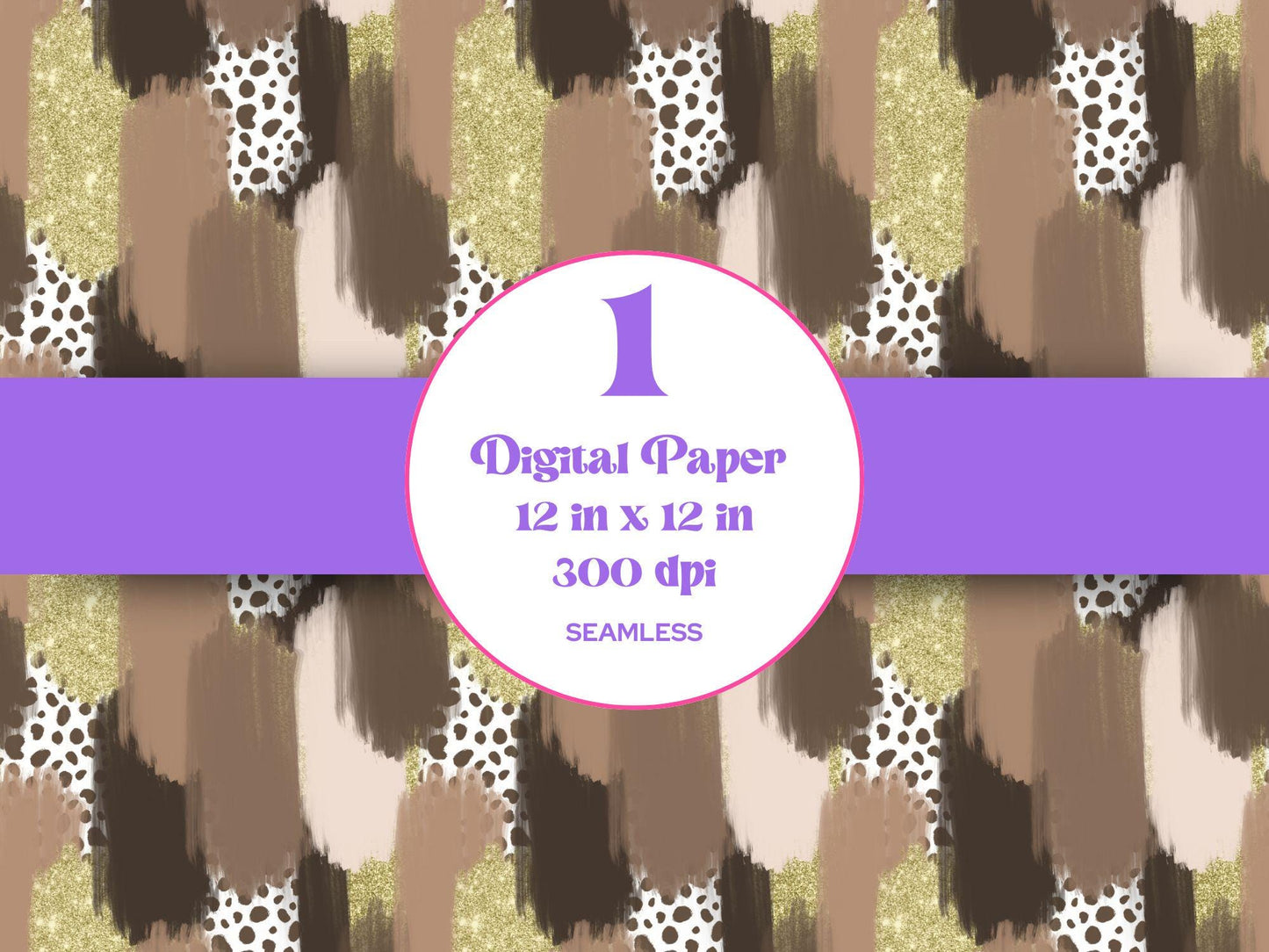 Hand Drawn Paint Brush Stroke Seamless Pattern, Sublimation, Mocha Mousse