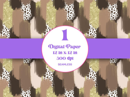 Hand Drawn Paint Brush Stroke Seamless Pattern, Sublimation, Mocha Mousse