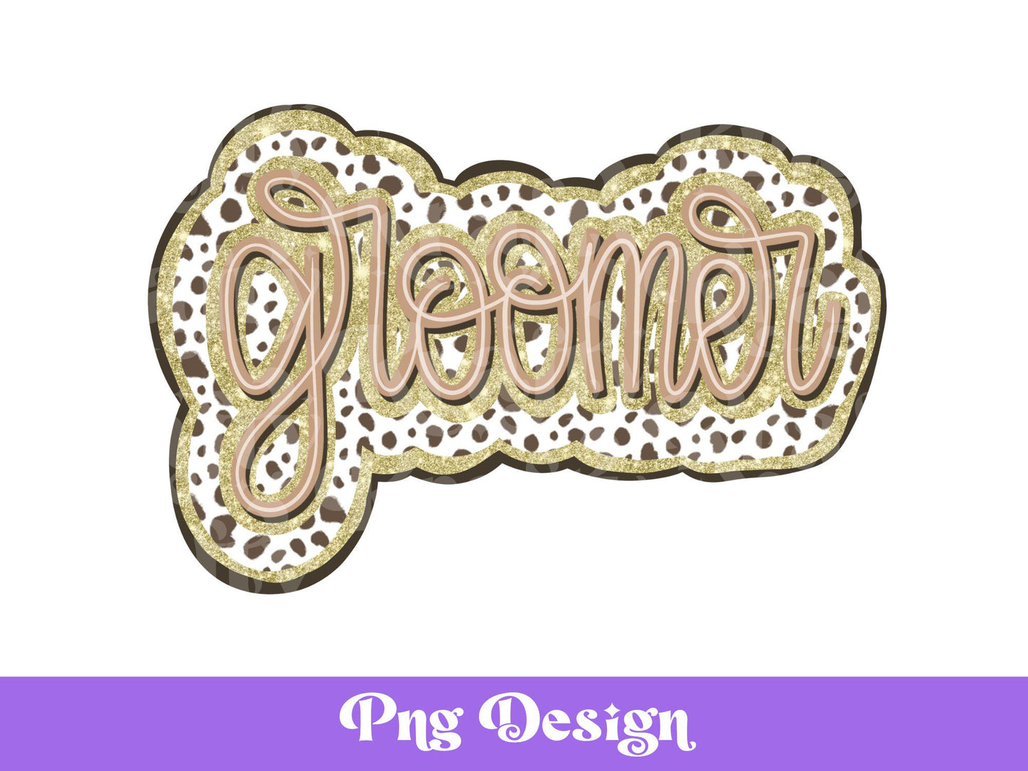 Groomer Dalmatian Dots PNG: Gold Glitter Shirt Design (Digital File)