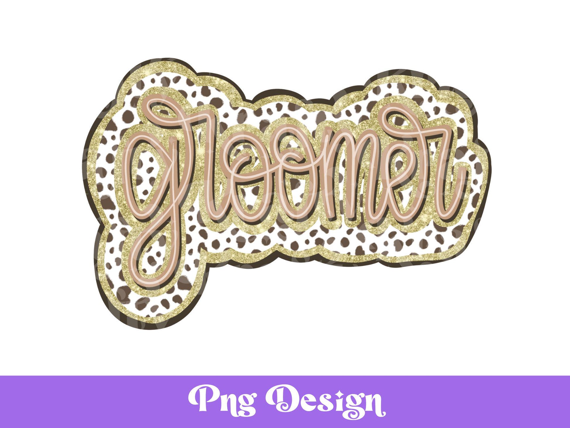 Groomer Dalmatian Dots PNG: Gold Glitter Shirt Design (Digital File)