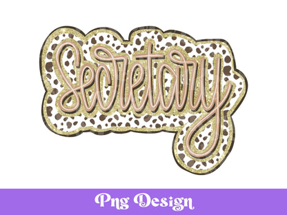 Secretary Dalmatian Print: Gold Glitter Shirt Design (PNG)