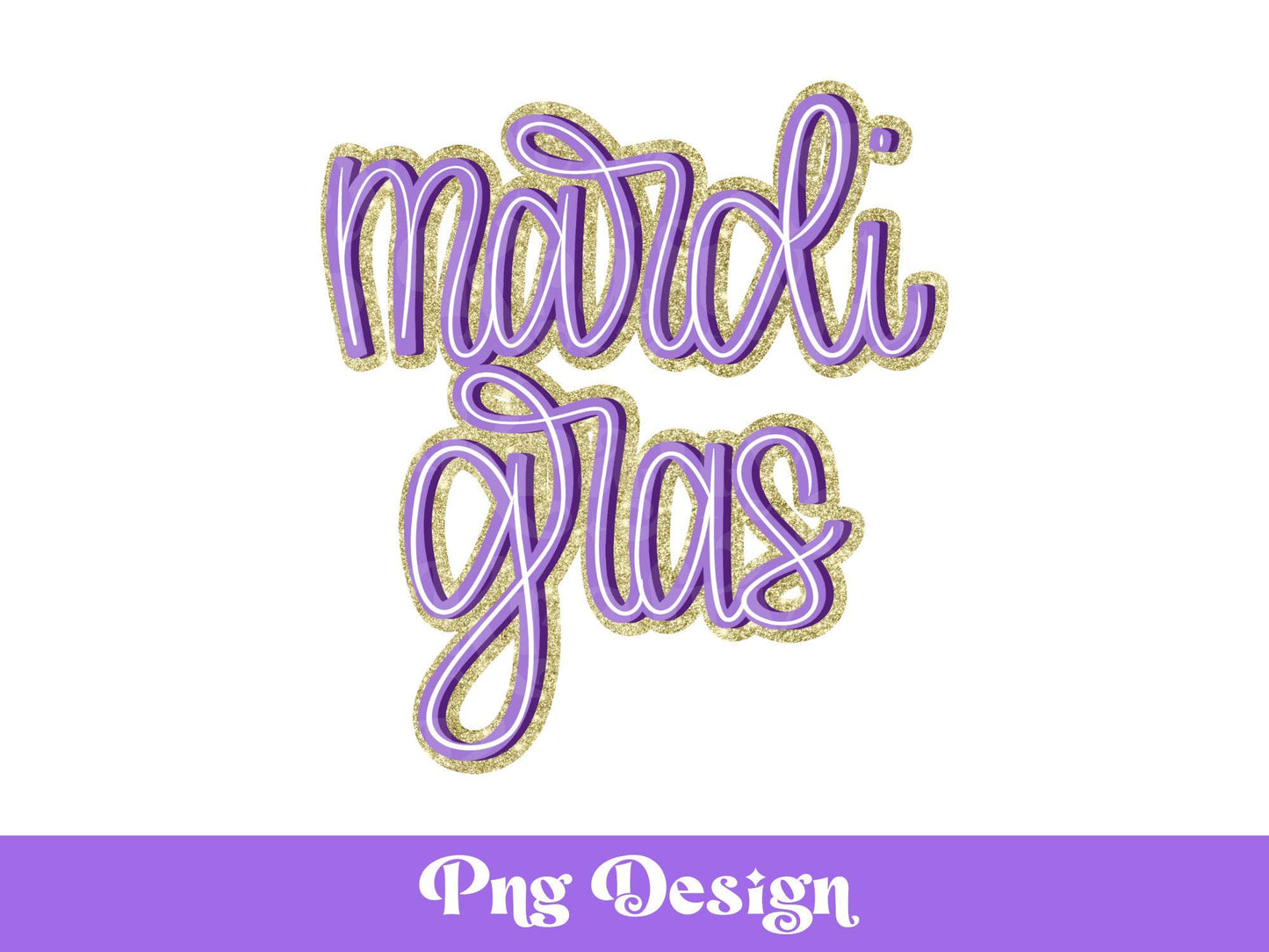 Gold Glitter Mardi Gras PNG: Louisiana Design (Digital File)